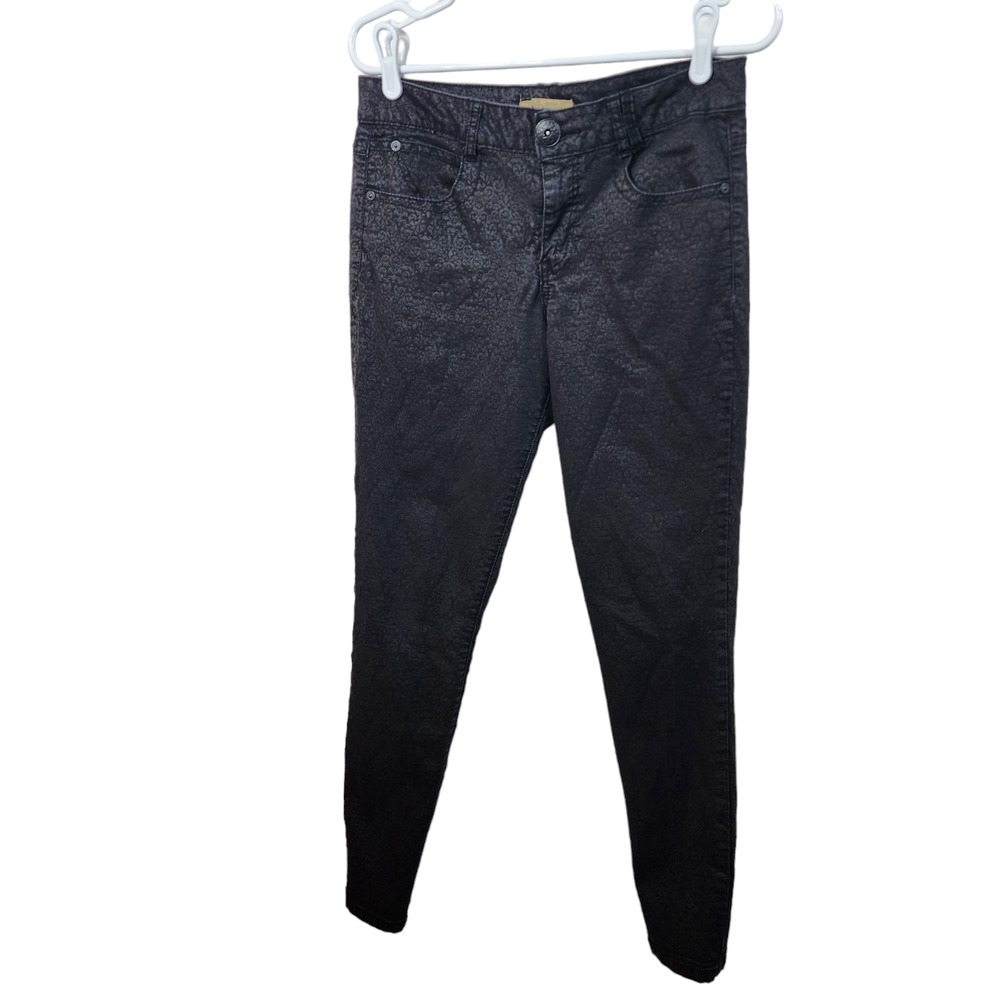 Democracy Jeans Womens 10 Justice Jegging Black Fleur De Lis Pattern Stretch
